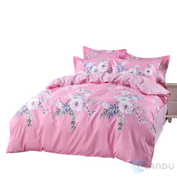 Wholesale 4 Piece Women Girl 3D Flower Bed Sheet Bedding Set Solid Color Duvet Cover For Double Bed