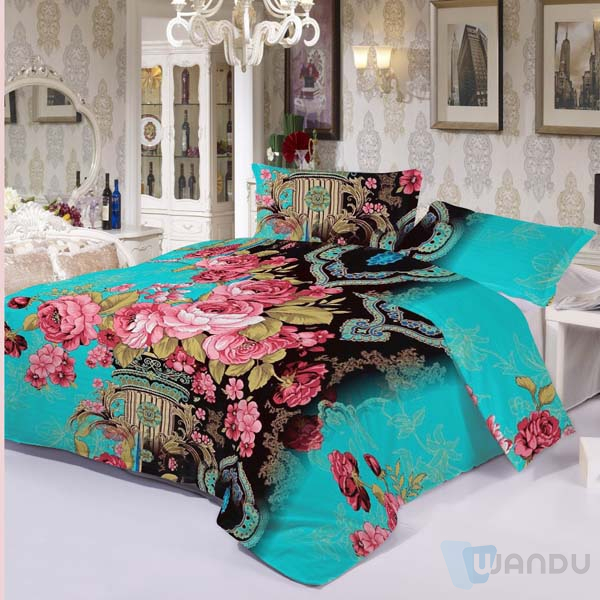 King Queen Size 100% Polyester Fiber Home Textile Bedding Sets Luxury Custom Print Comforter Bed Sheet Set