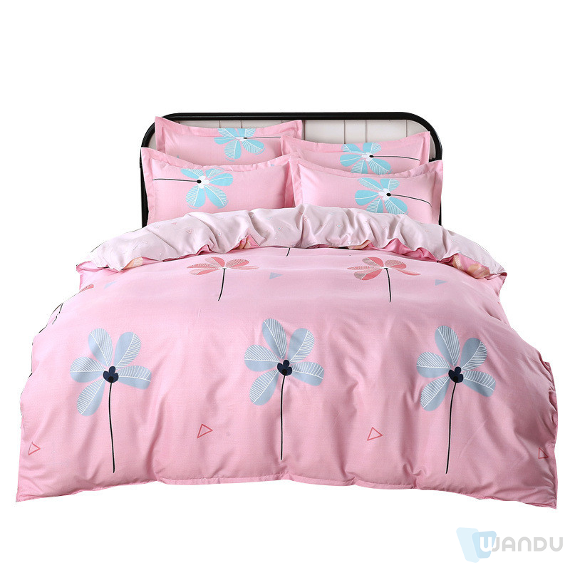 Wholesale 100% Polyester Bedsheet Bedding Set Yellow Pink Blue Comforter Sets Bedding