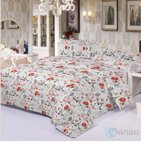 China Home Textile Factory Wholesale Cheap Stock 4 Pcs Bed Sheet Set Pillow Case Cover Bedsheets Bedding Set Cute